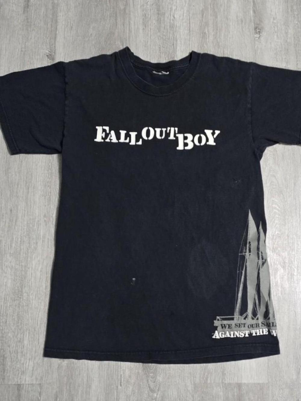 Vintage Y2K Fall Out Boy “We Set Our Sails Against The Wind” Black Band Tee